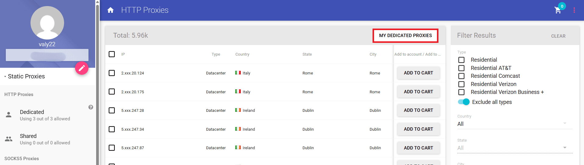 Obtain proxy credentials.